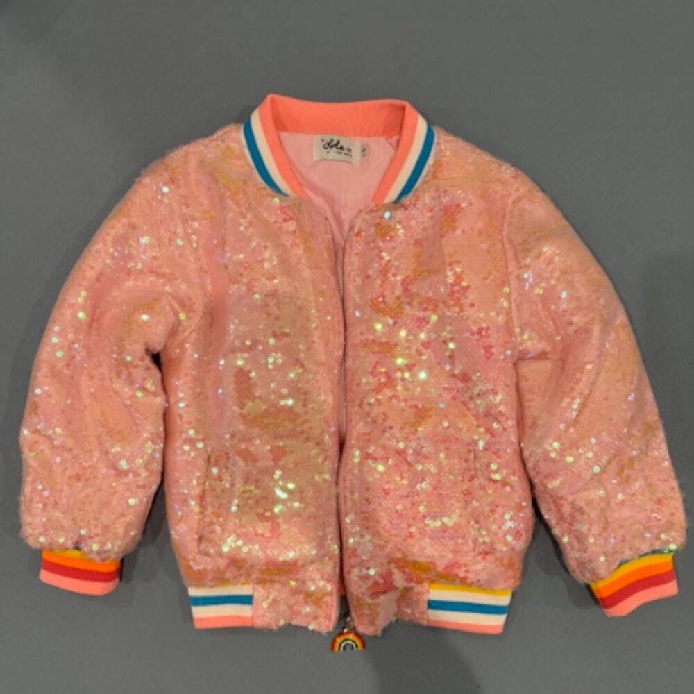 Lola and the Boys Pink Sequin Bomber Jacket (size 4)